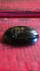 Heart Scarab Material: Obsidian Size: 18x9mm Reverse markings: An eight pointed star signifying "Heaven"